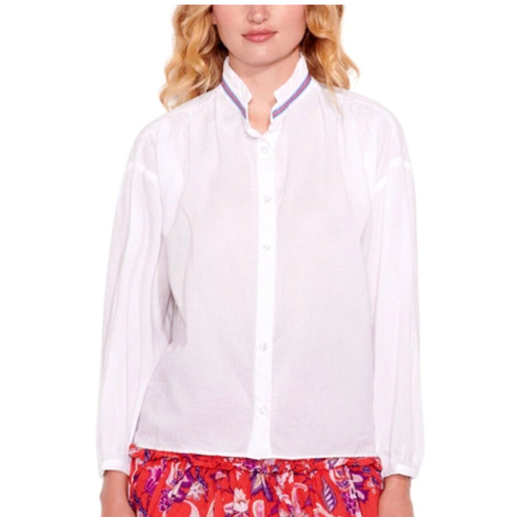 NWT Sundry Women's Mini Collar Button Down Shirt White Size 3 (Large) Preppy - Picture 1 of 9